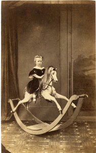 Young Girl on Large Rocking Horse, 1860s